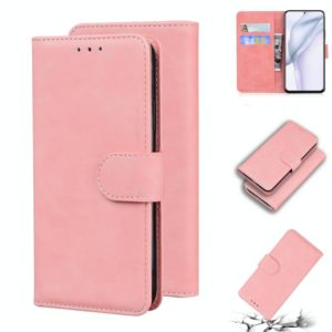 For Huawei P50 Pro Skin Feel Pure Color Flip Leather Phone Case(Pink) (OEM)