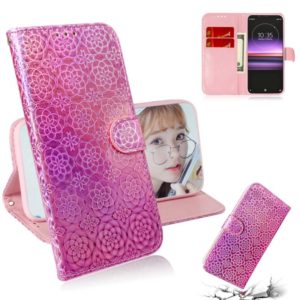 For Sony Xperia 1 Solid Color Colorful Magnetic Buckle Horizontal Flip PU Leather Case with Holder & Card Slots & Wallet & Lanyard(Pink) (OEM)