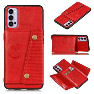 For OPPO Realme 7 Pro Double Buckle PU + TPU Shockproof Magnetic Protective Case with Card Slots & Holder(Red) (OEM)