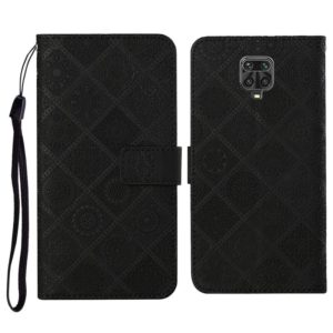 For Xiaomi Redmi Note 9 Pro Ethnic Style Embossed Pattern Horizontal Flip Leather Case with Holder & Card Slots & Wallet & Lanyard(Black) (OEM)