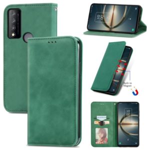 For TCL 30 V 5G Retro Skin Feel Magnetic Horizontal Flip Leather Phone Case(Green) (OEM)