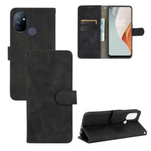 For OnePlus Nord N100 Solid Color Skin Feel Magnetic Buckle Horizontal Flip Calf Texture PU Leather Case with Holder & Card Slots & Wallet(Black) (OEM)