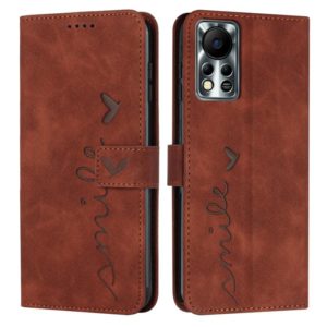 For Infinix Hot 11s NFC Skin Feel Heart Pattern Leather Phone Case(Brown) (OEM)