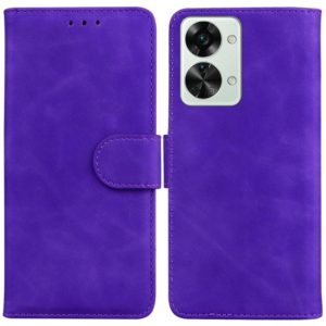 For OnePlus Nord 2T Skin Feel Pure Color Flip Leather Phone Case(Purple) (OEM)