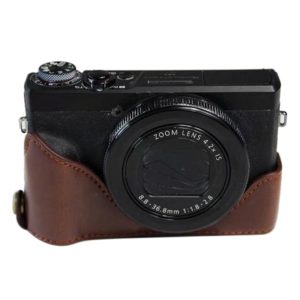 1/4 inch Thread PU Leather Camera Half Case Base for Canon G7 X Mark III / G7 X3 (Coffee) (OEM)