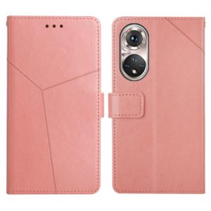 For Huawei P50 Pro Y Stitching Horizontal Flip Leather Phone Case with Holder & Card Slots & Wallet & Photo Frame(Rose Gold) (OEM)