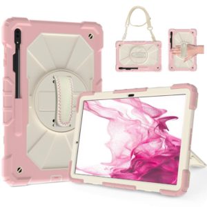 For Samsung Galaxy Tab S8+ 12.4 inch SM-X800 / SM-X806 Contrast Color Robot Shockproof Silicone + PC Tablet Case(Rose Gold+Beige) (OEM)