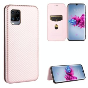 For ZTE Axon 11 5G Carbon Fiber Texture Horizontal Flip TPU + PC + PU Leather Case with Card Slot(Pink) (OEM)