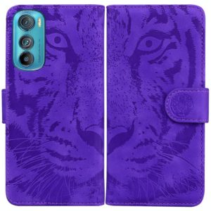 For Motorola Edge 30 Tiger Embossing Pattern Horizontal Flip Leather Phone Case(Purple) (OEM)