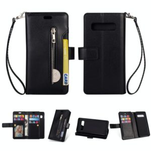For Samsung Galaxy S10 Multifunctional Zipper Horizontal Flip Leather Case with Holder & Wallet & 9 Card Slots & Lanyard(Black) (OEM)