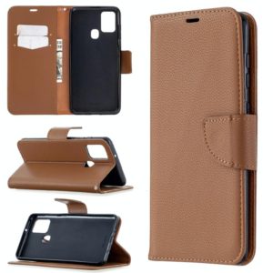 For Samsung Galaxy A21s Pure Color Horizontal Flip PU Leather Case with Holder & Card Slots & Wallet & Lanyard(Brown) (OEM)
