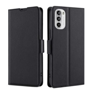 For Motorola Moto G52 4G/G82 5G Ultra-thin Voltage Side Buckle Horizontal Flip Leather Phone Case(Black) (OEM)