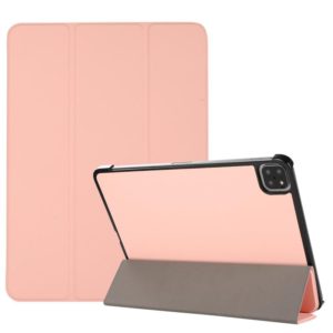 For iPad Pro 11 2022 / 2021 3-folding Skin Texture Horizontal Flip TPU + PU Leather Tablet Case with Holder(Pink) (OEM)