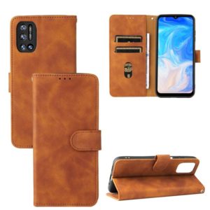 For Doogee N40 Pro Solid Color Skin Feel Magnetic Buckle Horizontal Flip PU Leather Case with Holder & Card Slots & Wallet(Brown) (OEM)