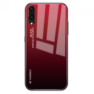 For Huawei P20 Gradient Color Glass Case(Red) (OEM)