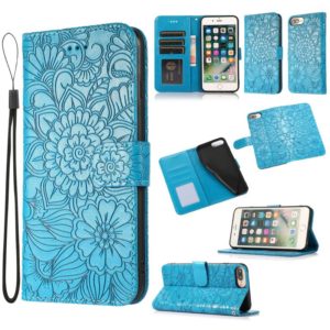 Skin Feel Embossed Sunflower Horizontal Flip Leather Case with Holder & Card Slots & Wallet & Lanyard For iPhone 6 Plus / 6s Plus(Blue) (OEM)