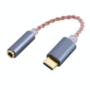 TA12-R2 USB-C / Type-C Male to 3.5mm Audio Female Single Crystal Copper Braid Earphone Adapter (Grey) (OEM)