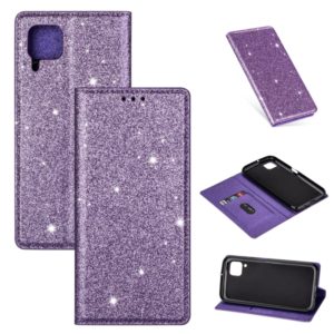 For Huawei P40 Lite Ultrathin Glitter Magnetic Horizontal Flip Leather Case with Holder & Card Slots(Purple) (OEM)