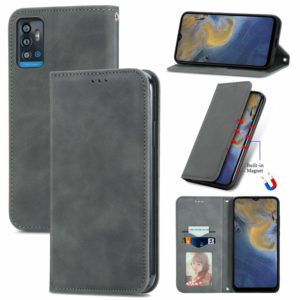 For ZTE A71 Retro Skin Feel Business Magnetic Horizontal Flip Leather Case with Holder & Card Slots & Wallet & Photo Frame(Gray) (OEM)