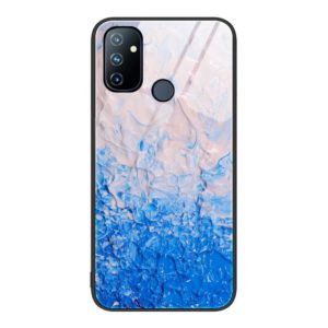 For OnePlus Nord N100 Marble Pattern Glass Protective Phone Case(Ocean Waves) (OEM)