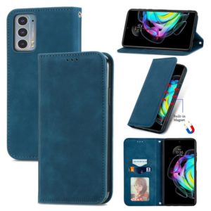 For Motorola Edge 20 Retro Skin Feel Business Magnetic Horizontal Flip Leather Case With Holder & Card Slots & Wallet & Photo Frame(Blue) (OEM)