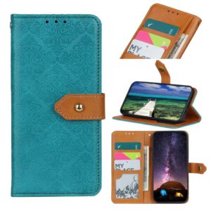 For Nokia 1.4 European Floral Embossed Horizontal Flip PU Leather Case with Holder & Card Slots & Wallet & Photo Frame(Blue) (OEM)