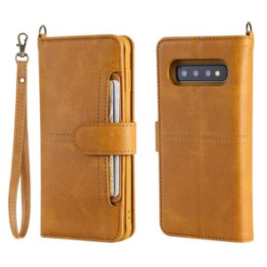 For Galaxy S10 Multifunctional Detachable Magnetic Horizontal Flip Leather Case with Card Slots & Holder & Wallet & Photo Frame(Brown) (OEM)