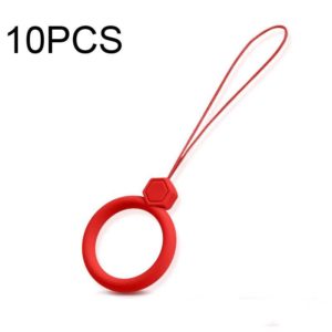 10 PCS Silicone Ring Mobile Phone Lanyard Water Bottle Anti-fall Pendant(Vitality Red) (OEM)