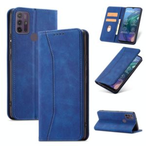 For Motorola Moto G10 / G20 Magnetic Dual-fold Leather Phone Case(Blue) (OEM)