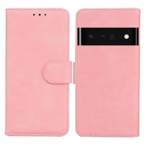 For Google Pixel 6 Pro Skin Feel Pure Color Flip Leather Phone Case(Pink) (OEM)