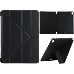 Millet Texture PU+ Silicone Full Coverage Leather Case with Multi-folding Holder for iPad Air (2020) 10.9 inch (Black) (OEM)