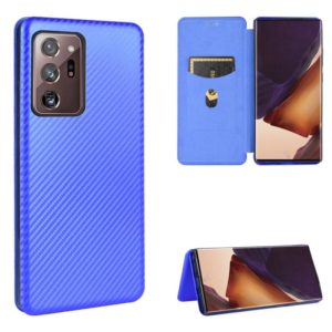 For Samsung Galaxy Note20 Ultra Carbon Fiber Texture Horizontal Flip TPU + PC + PU Leather Case with Card Slot(Blue) (OEM)