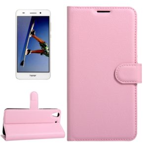 For Huawei Honor 5A & Y6 II Litchi Texture Horizontal Flip Leather Case with Magnetic Buckle & Holder & Card Slots & Wallet(Pink) (OEM)