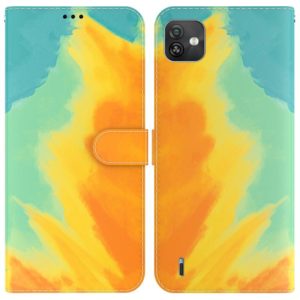 For Wiko Y82 Watercolor Pattern Horizontal Flip Leather Phone Case(Autumn Leaf Color) (OEM)