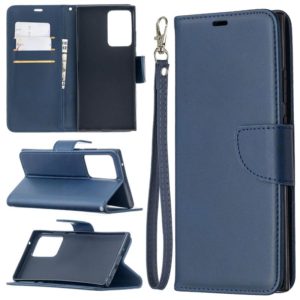 For Samsung Galaxy Note 20 Ultra Retro Lambskin Texture Pure Color Horizontal Flip PU Leather Case, with Holder & Card Slots & Wallet & Lanyard(Blue) (OEM)
