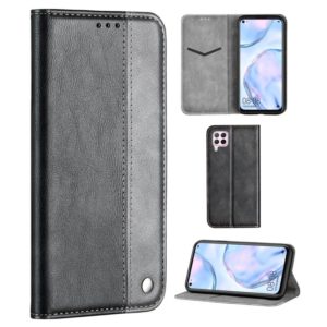 For Huawei P40 Lite Business Solid Color Stitching Multifunctional Horizontal Flip Leather Case with Bracket & Card Slots(Grey) (OEM)