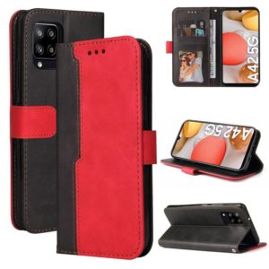 For Samsung Galaxy A42 5G Business Stitching-Color Horizontal Flip PU Leather Case with Holder & Card Slots & Photo Frame(Red) (OEM)