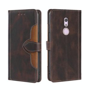 For Fujitsu Arrows BE4 F-41A Skin Feel Straw Hat Magnetic Buckle Leather Phone Case(Brown) (OEM)