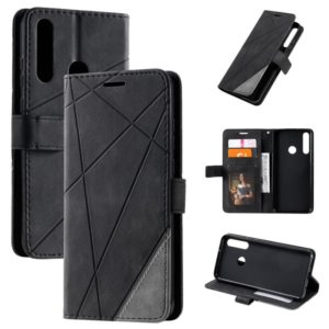 For Huawei Y6p Skin Feel Splicing Horizontal Flip Leather Case with Holder & Card Slots & Wallet & Photo Frame(Black) (OEM)