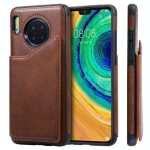 For Huawei Mate 30 Shockproof Calf Texture Protective Case with Holder & Card Slots & Frame(Coffee) (OEM)
