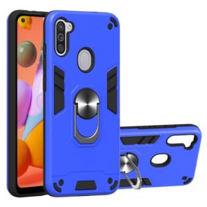 For Samsung Galaxy A11 / M11 2 in 1 Armour Series PC + TPU Protective Case with Ring Holder(Dark Blue) (OEM)