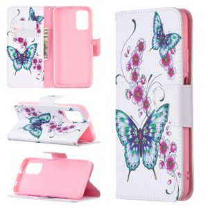 For Xiaomi Poco M3 Colored Drawing Pattern Horizontal Flip Leather Case with Holder & Card Slots & Wallet(Two Butterflies) (OEM)