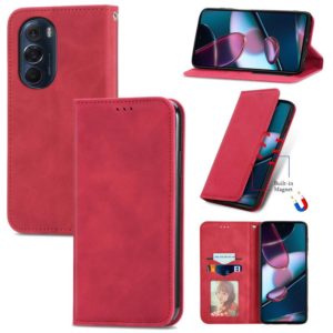 For Motorola Edge X30 Retro Skin Feel Magnetic Horizontal Flip Leather Phone Case(Red) (OEM)