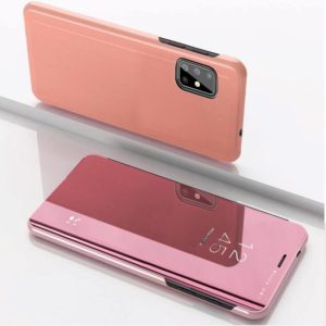 For Motorola G9 Plus Plated Mirror Horizontal Flip Leather Case with Holder(Rose Gold) (OEM)