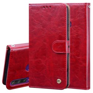 For Huawei Y6P 2020 Business Style Oil Wax Texture Horizontal Flip Leather Case with Holder & Card Slots & Wallet(Red) (OEM)