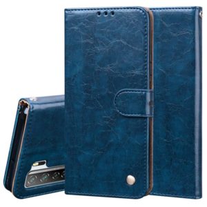 For Huawei Nova 7 SE / Honor 30S (Russian Version) Business Style Oil Wax Texture Horizontal Flip Leather Case with Holder & Card Slots & Wallet(Blue) (OEM)
