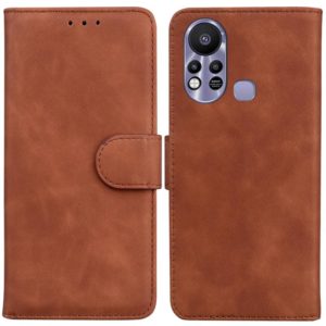 For Infinix Hot 11s X6812 Skin Feel Pure Color Flip Leather Phone Case(Brown) (OEM)