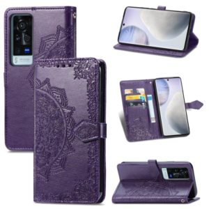 Halfway Mandala Embossing Pattern Horizontal Flip Leather Case with Holder & Card Slots & Wallet & Lanyard For vivo X60 Pro(Purple) (OEM)