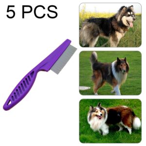 5 PCS Pet Cats Dogs Supplies Combs Fine Toothed Stainless Steel Needle Fleas Removal Combs, Length: 14cm (Purple) (OEM)