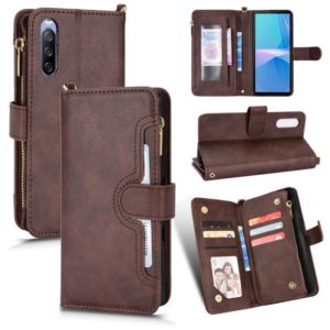 For Sony Xperia 10 III Litchi Texture Zipper Leather Phone Case(Brown) (OEM)